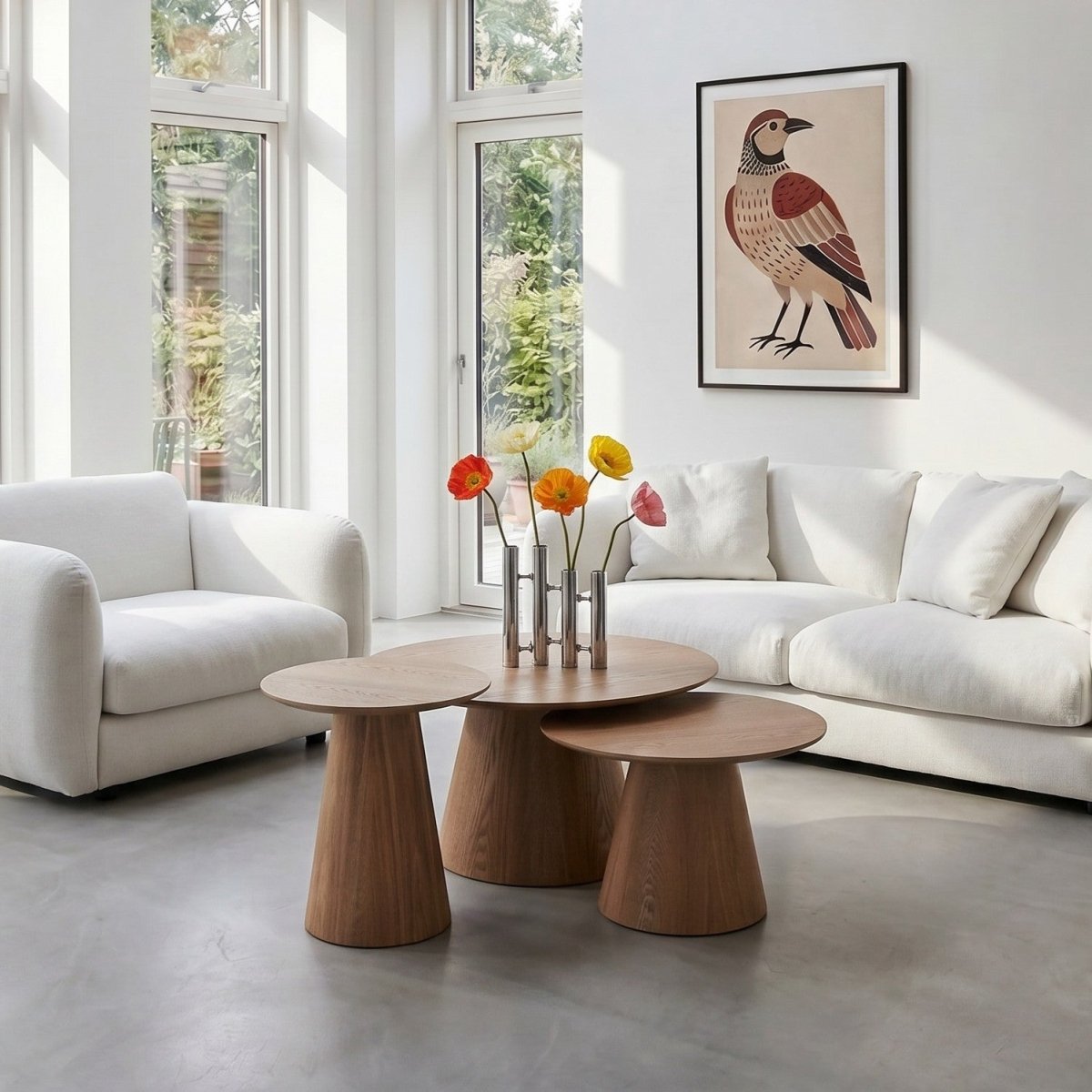 Couchtisch 3er Set ø80/60/45 cm - Wildeiche - IBBE DESIGN - FURNHOUSE