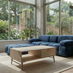 Couchtisch mit Stauraum Rechteckig 120x75 cm - Eiche Weiß geöltes - FURNHOUSE