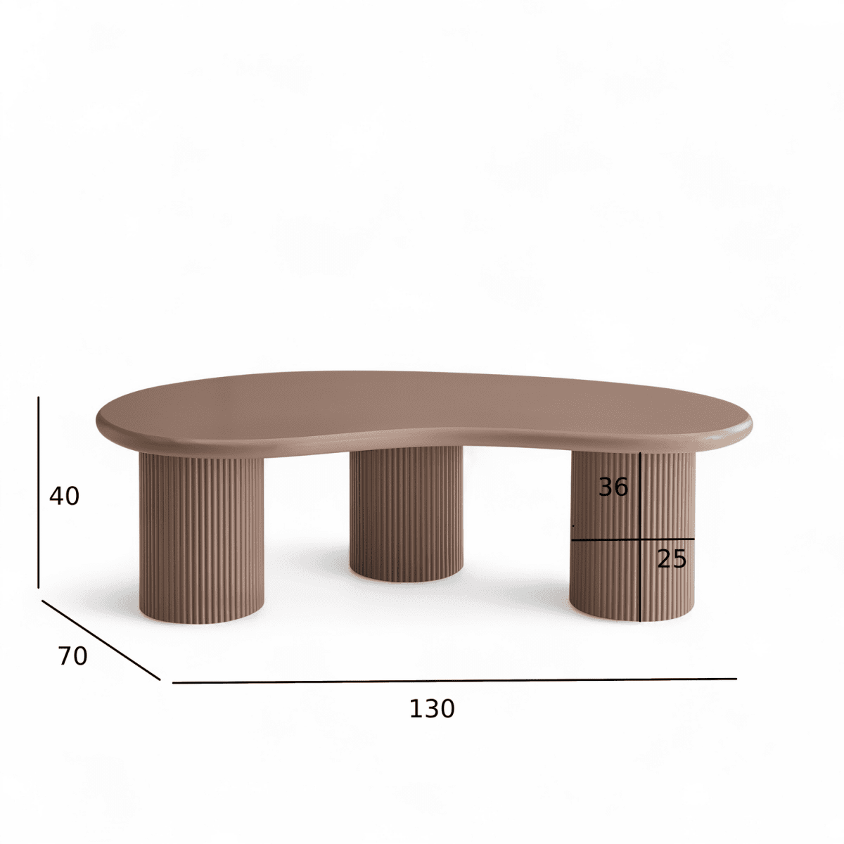 Couchtisch Nierenförmig 130x70 cm - Mocca Mousse - FURNHOUSE