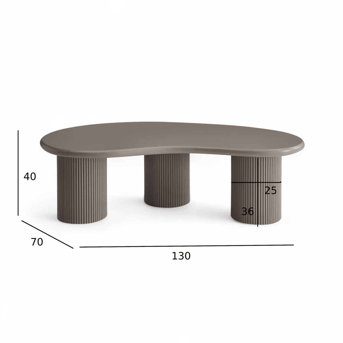 Couchtisch Nierenförmig 130x70 cm - Taupe - FURNHOUSE