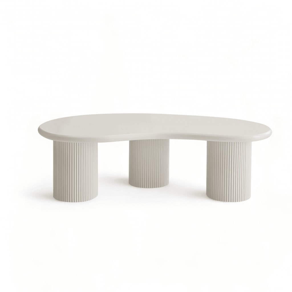 Couchtisch Nierenförmig 130x70 cm - Weiß - FURNHOUSE