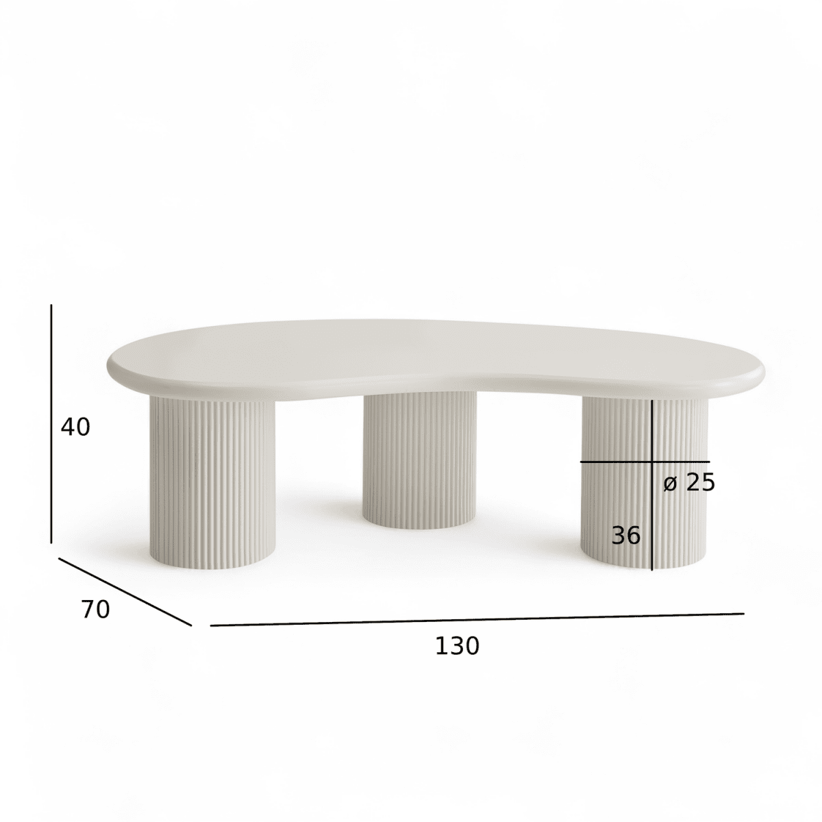 Couchtisch Nierenförmig 130x70 cm - Weiß - FURNHOUSE