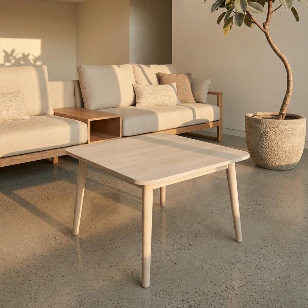 Couchtisch Quadratisch 70x70 cm - Eiche Weiß geöltes - FURNHOUSE