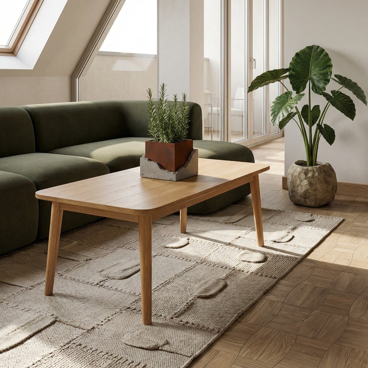 Couchtisch Nyborg 125 × 70 cm - Echtholzfurnier Wildeiche Naturgeölt - Rechteckig - Wohnzimmertisch