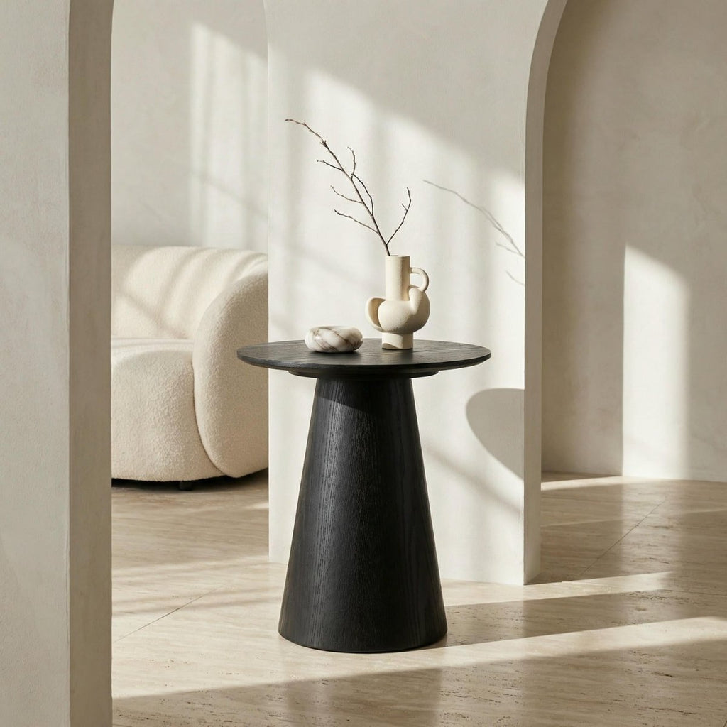 Couchtisch Rund ø45 cm - Eiche Schwarz - FURNHOUSE