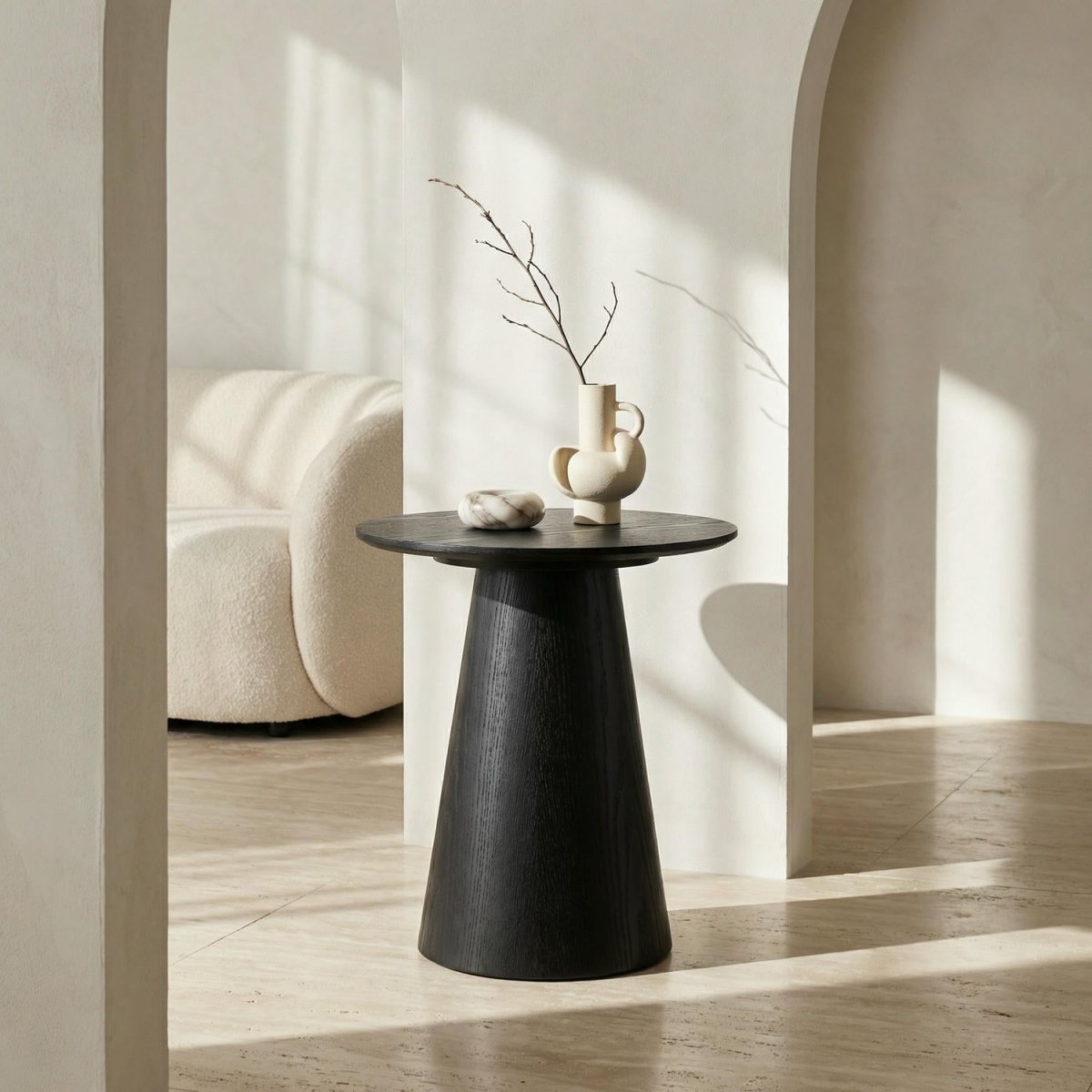 Couchtisch Rund ø45 cm - Eiche Schwarz - FURNHOUSE