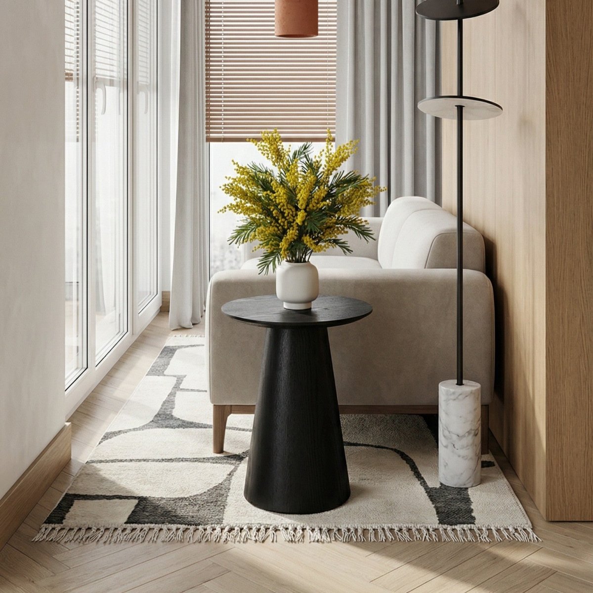 Couchtisch Rund ø45 cm - Eiche Schwarz - FURNHOUSE