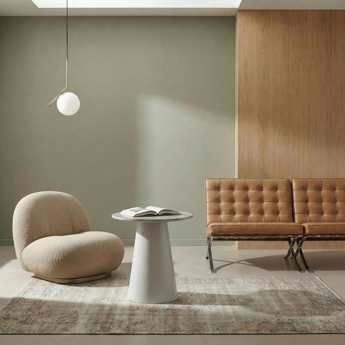 Couchtisch Rund ø45 cm - Travertine-Optik Grau - FURNHOUSE