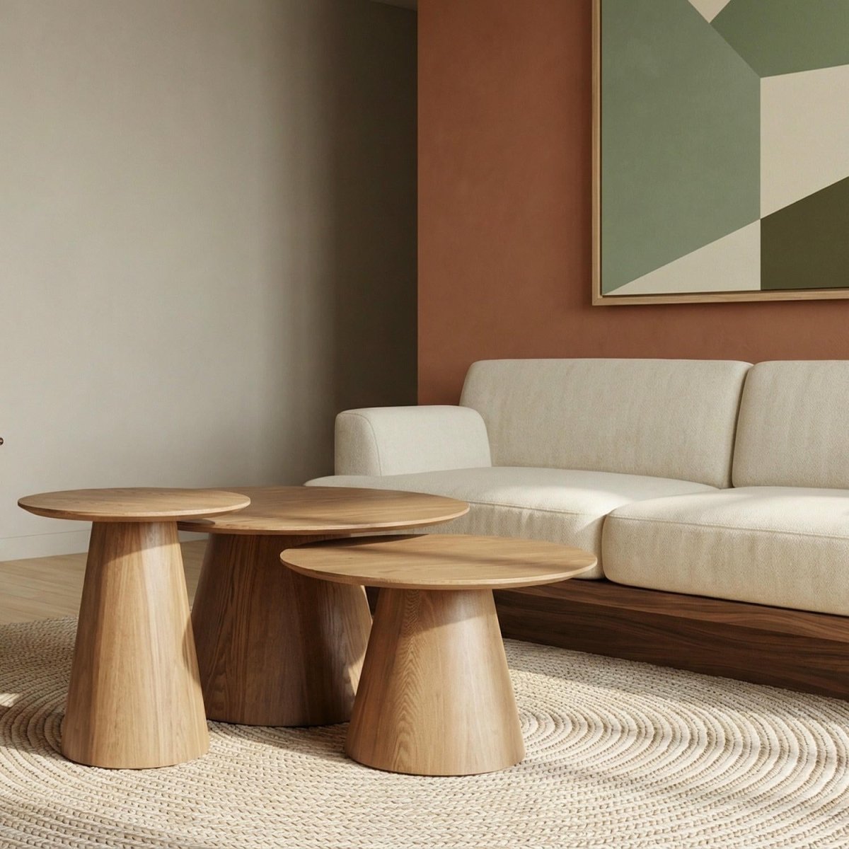 Couchtisch Rund ø45 cm - Wildeiche Natur - FURNHOUSE