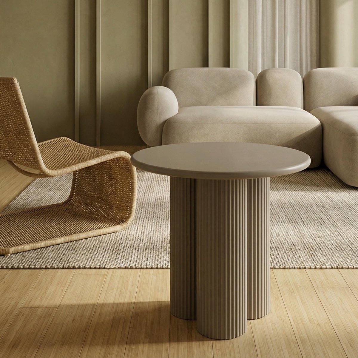 Couchtisch Rund ø50 cm - Taupe - FURNHOUSE