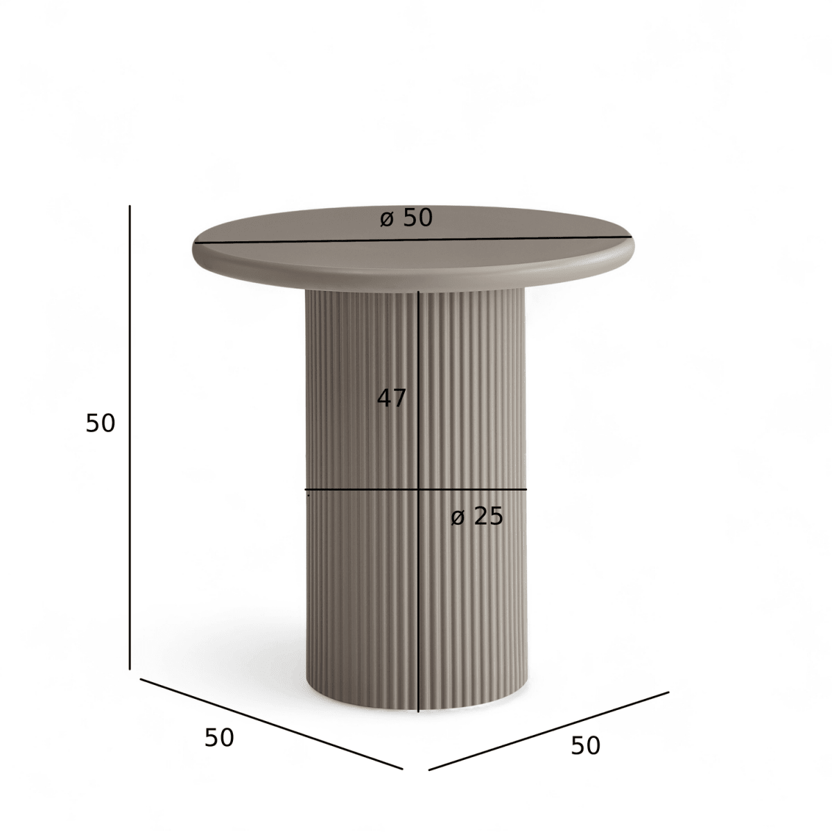 Couchtisch Rund ø50 cm - Taupe - FURNHOUSE