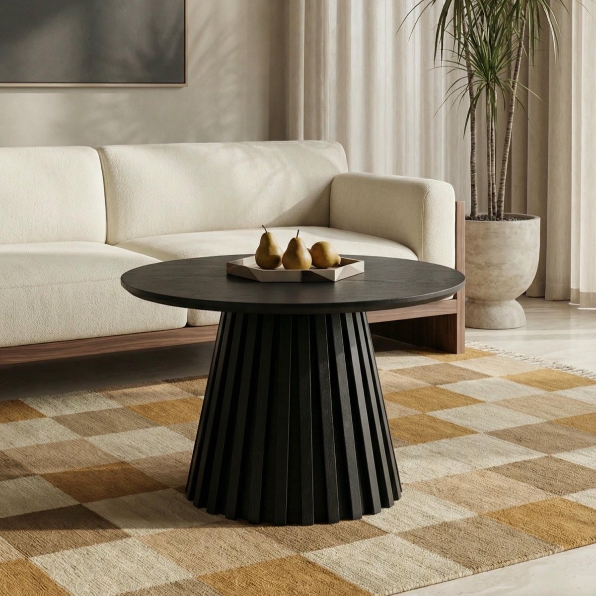 Couchtisch Rund ø60 cm - Eiche Schwarz - FURNHOUSE