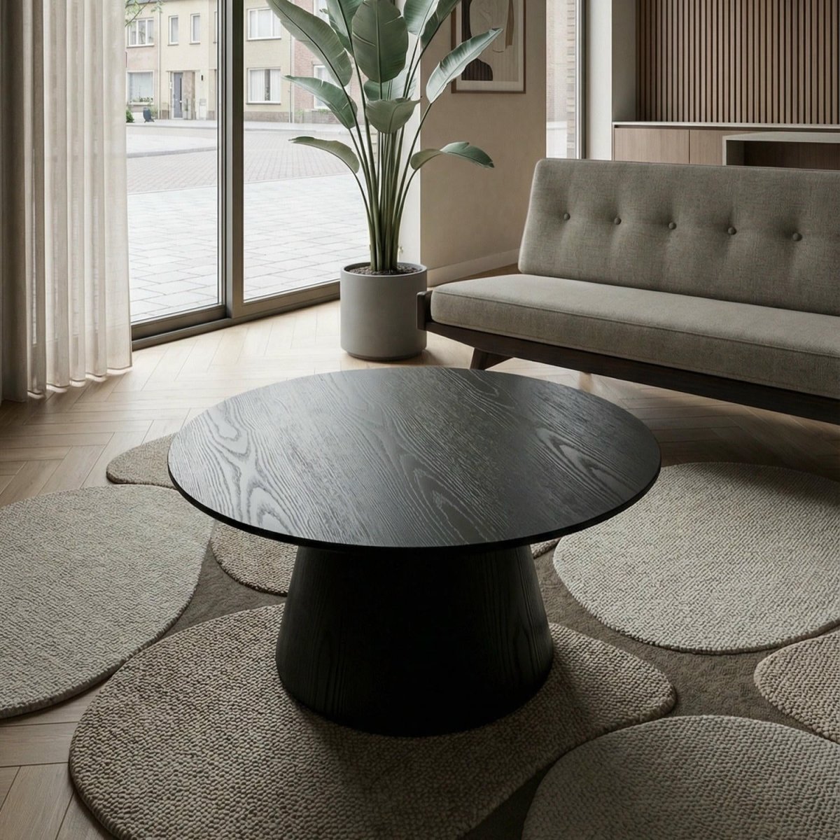 Couchtisch Rund ø60 cm - Eiche Schwarz - FURNHOUSE