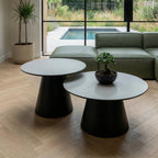 Couchtisch Rund ø60 cm - Marmoroptik Hellgrau - FURNHOUSE