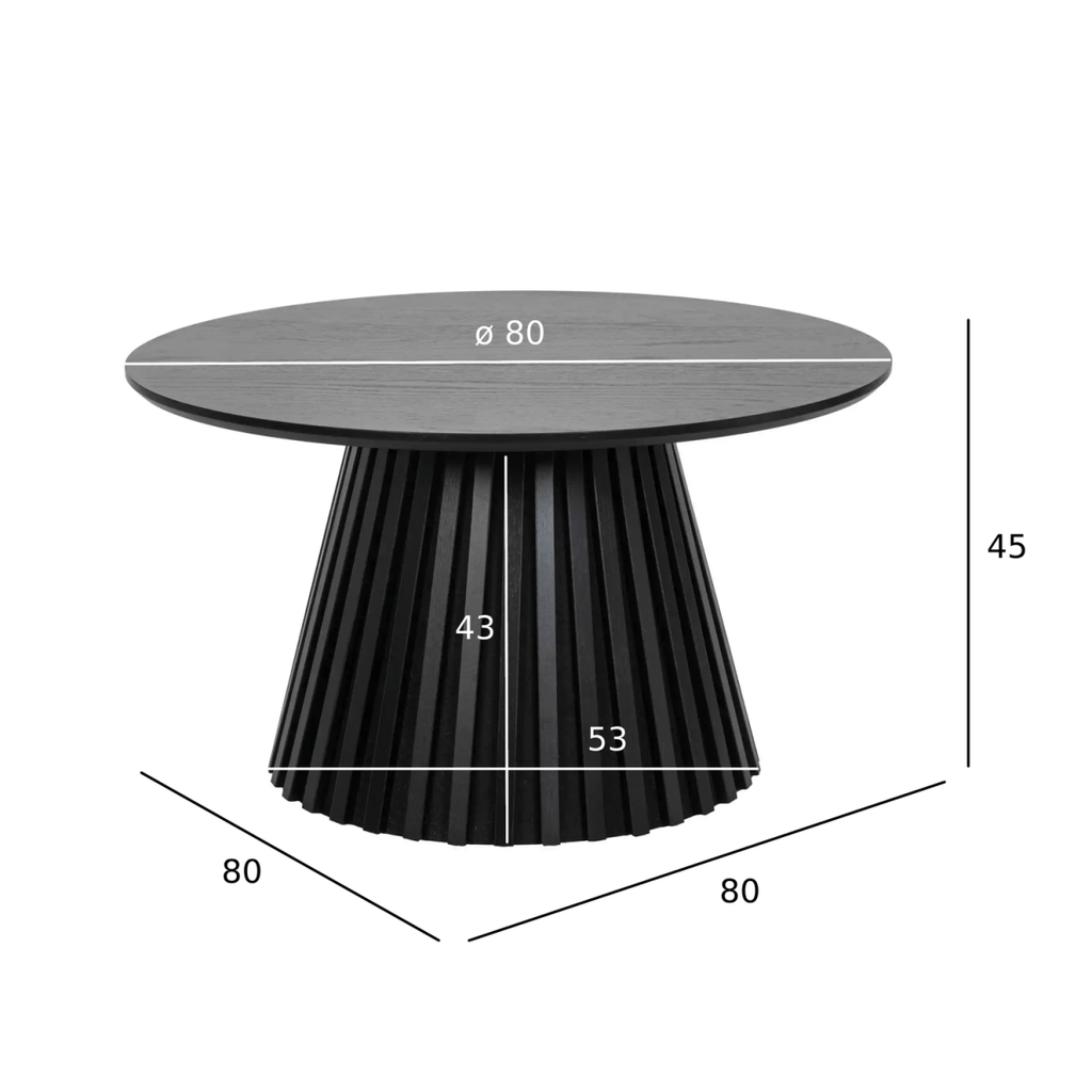 Couchtisch Rund ø80 cm - Eiche Schwarz - FURNHOUSE