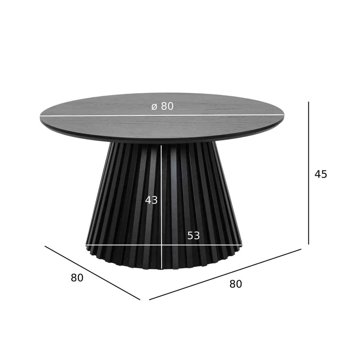 Couchtisch Rund ø80 cm - Eiche Schwarz - FURNHOUSE