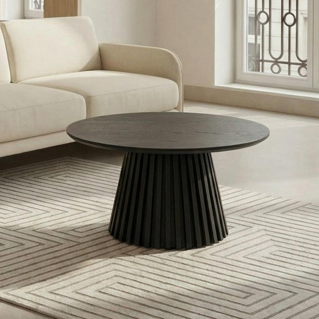 Couchtisch Rund ø80 cm - Eiche Schwarz - FURNHOUSE