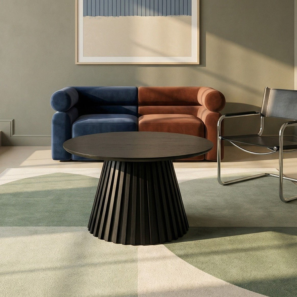 Couchtisch Rund ø80 cm - Eiche Schwarz - FURNHOUSE