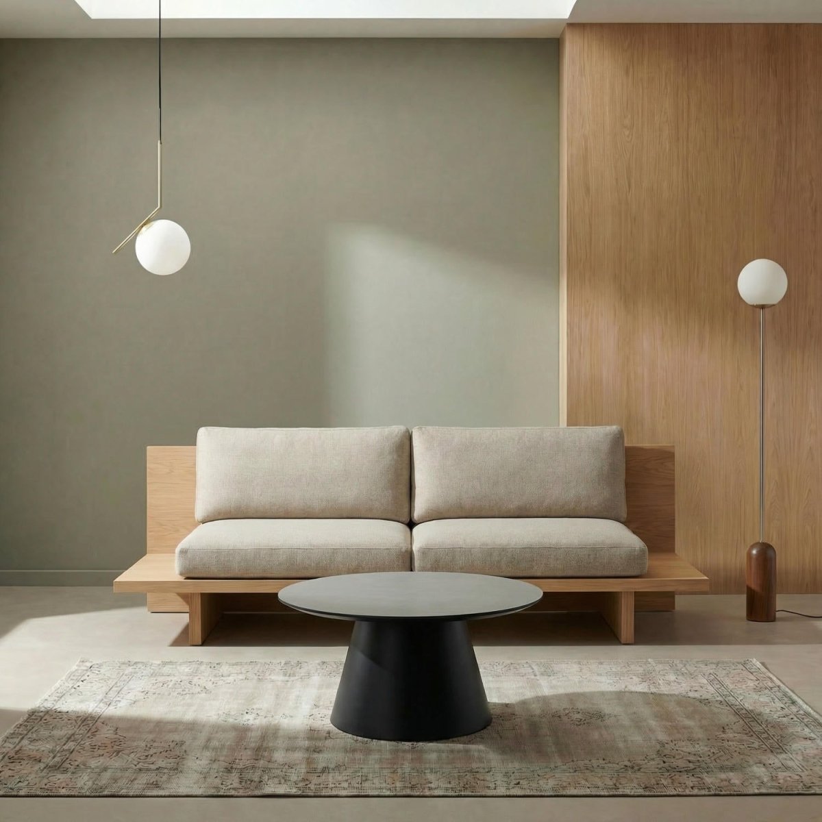 Couchtisch Rund ø80 cm - Marmoroptik Hellgrau - FURNHOUSE