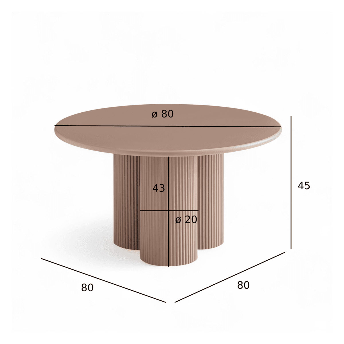 Couchtisch Rund ø80 cm - Mocca Mousse - FURNHOUSE