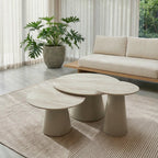 Couchtisch Rund ø80 cm - Travertine-Optik Beige - FURNHOUSE