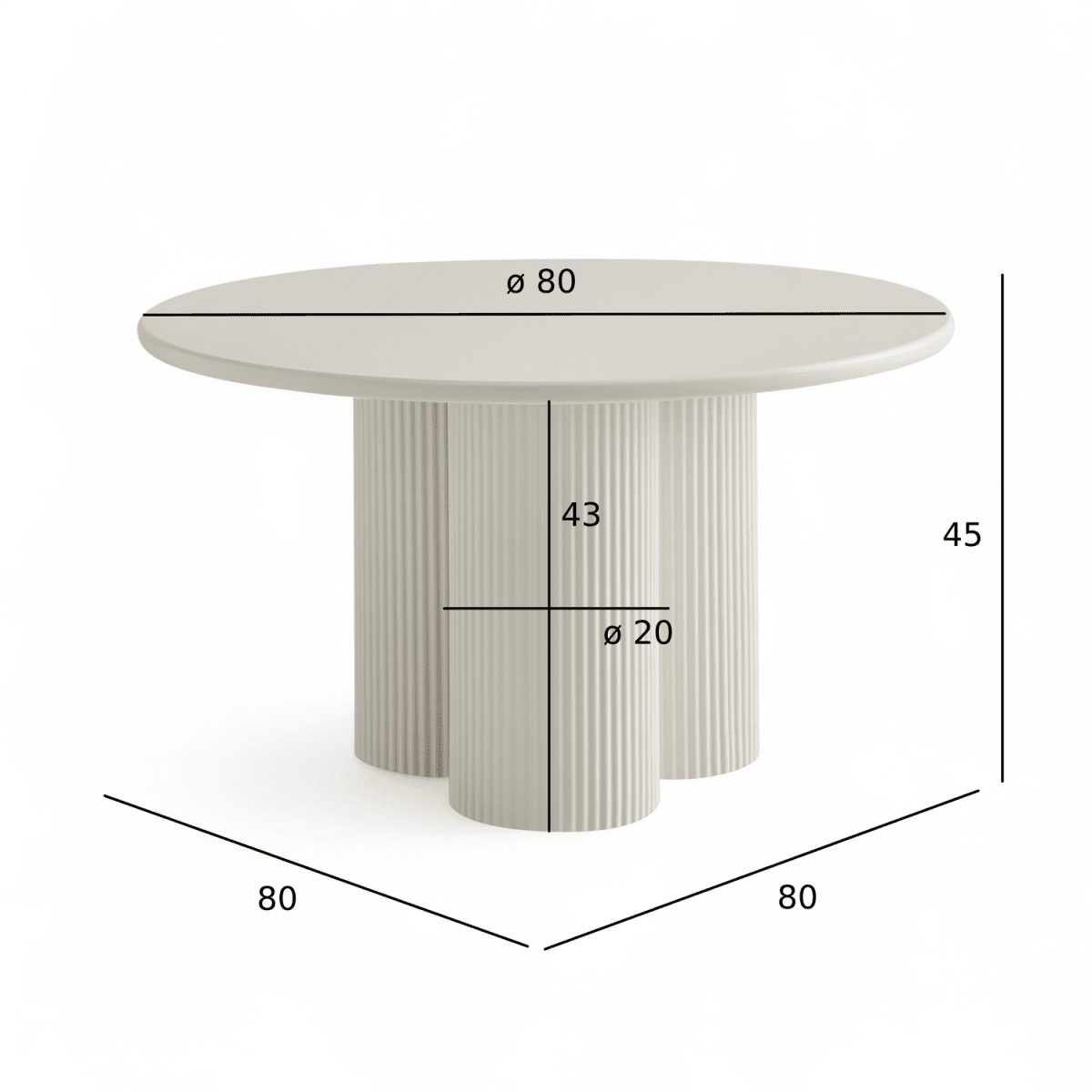 Couchtisch Rund ø80 cm - Weiß - FURNHOUSE