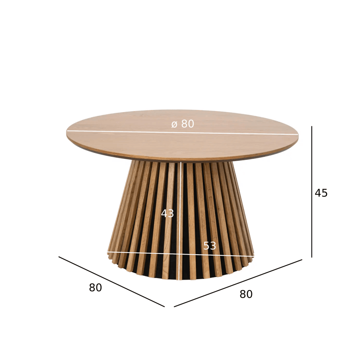 Couchtisch Rund ø80 cm - Wildeiche Natur - FURNHOUSE
