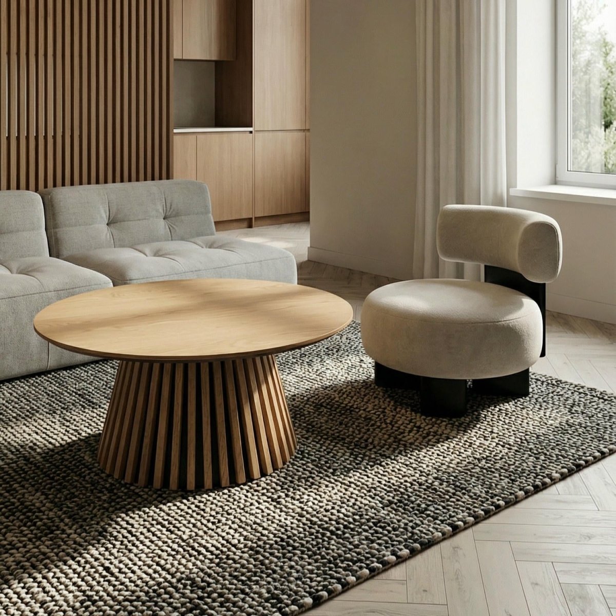 Couchtisch Rund ø80 cm - Wildeiche Natur - FURNHOUSE