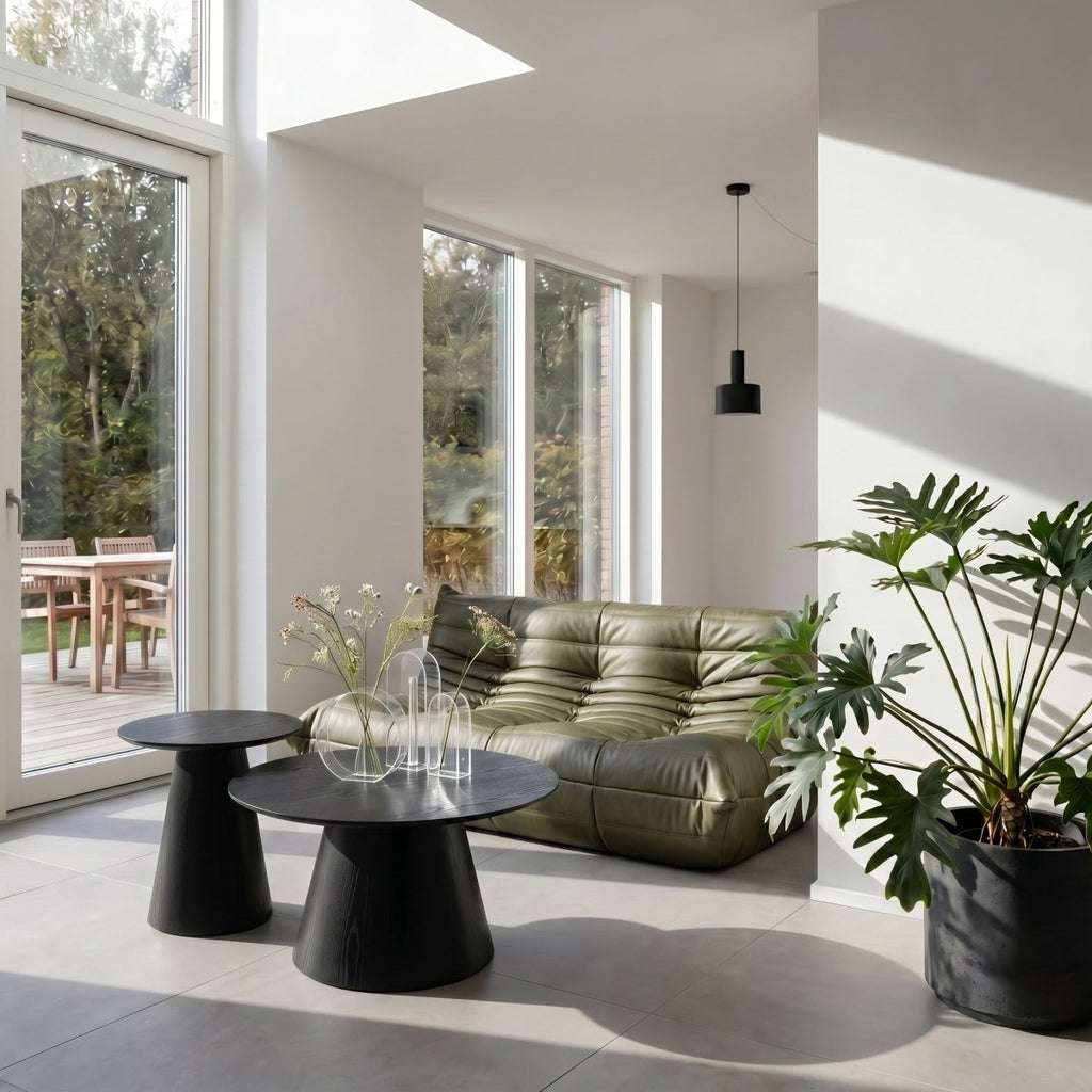 Couchtisch Rund ø80 cm - Eiche Schwarz - FURNHOUSE