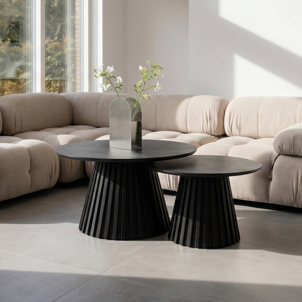 Couchtisch Rund ø80 cm - Eiche Schwarz - FURNHOUSE