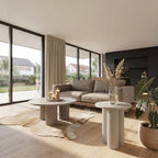 Wohnzimmer im skandinavischen Stil mit Couchtisch Flow ø80 cm Grau