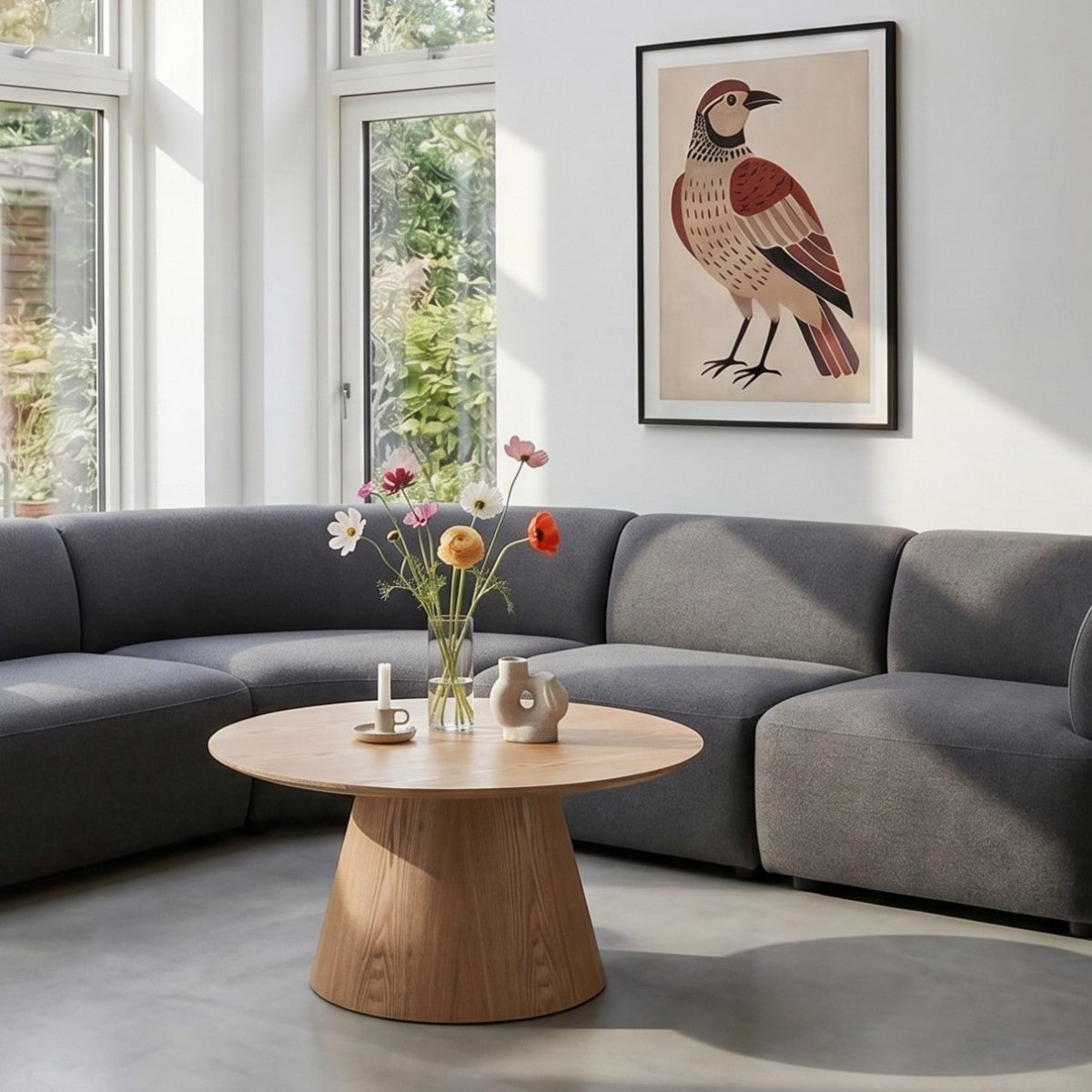 Couchtisch Rund ø80 cm - Wildeiche Natur mit Säulenfuß - IBBE DESIGN - FURNHOUSE