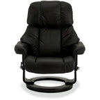 Crown Manueller Relaxsessel mit Fußhocker - Echtleder/PVC Schwarz - FURNHOUSE