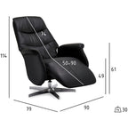 Delta Manueller Relaxsessel - Echtleder/PVC Schwarz - FURNHOUSE