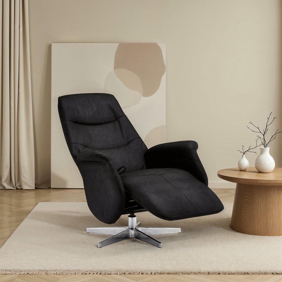 Delta Manueller Relaxsessel - Stoffbezug Schwarz - FURNHOUSE