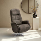 Delta Manueller Relaxsessel - Stoffbezug Taupe Grau - FURNHOUSE