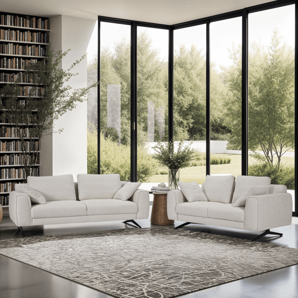 Detroit 2-Sitzer Sofa - Stoffbezug Creme Weiß - FURNHOUSE