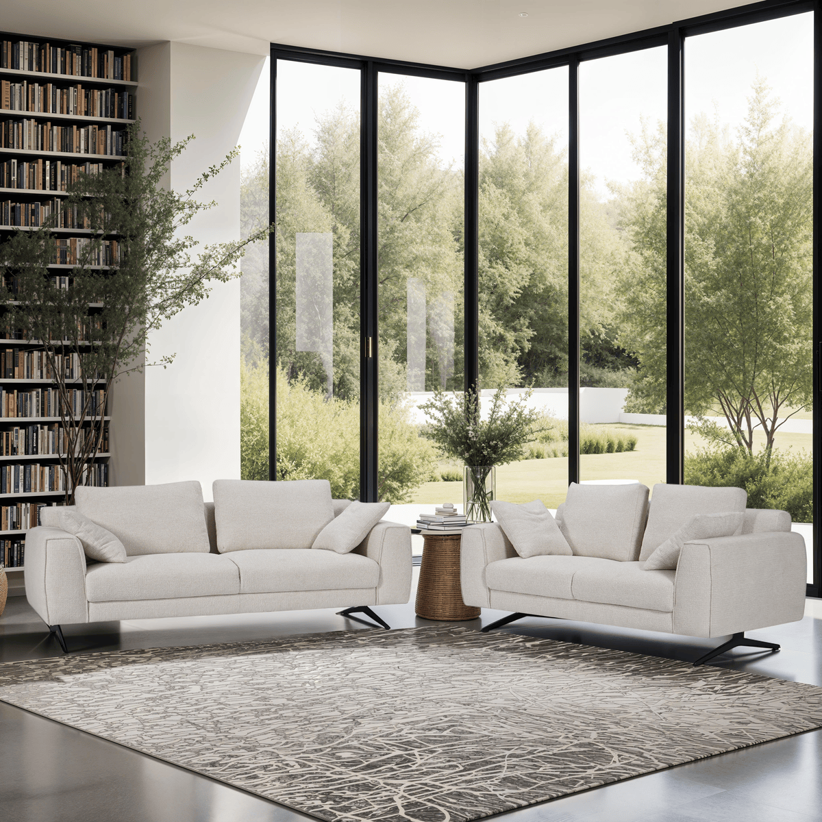 Detroit 3-Sitzer Sofa - Stoffbezug Creme Weiß - FURNHOUSE