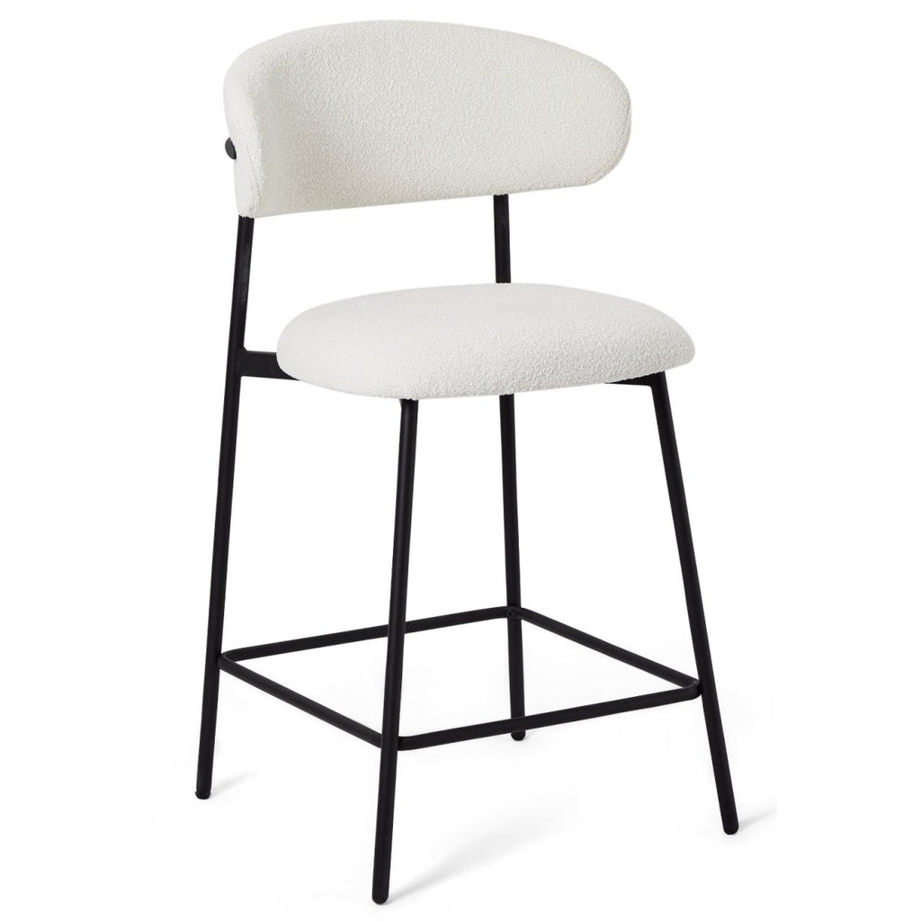 Diana Barhocker 2er Set - Bouclé-Stoff Weiß - FURNHOUSE
