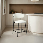 Diana Barhocker 2er Set - Bouclé-Stoff Weiß - FURNHOUSE