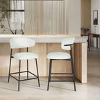 Diana Barhocker 2er Set - Bouclé-Stoff Weiß - FURNHOUSE