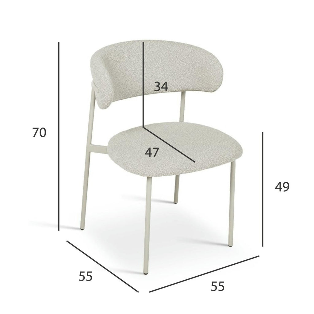 Diana Esszimmerstühle 2er Set - Bouclé-Stoff Beige - FURNHOUSE