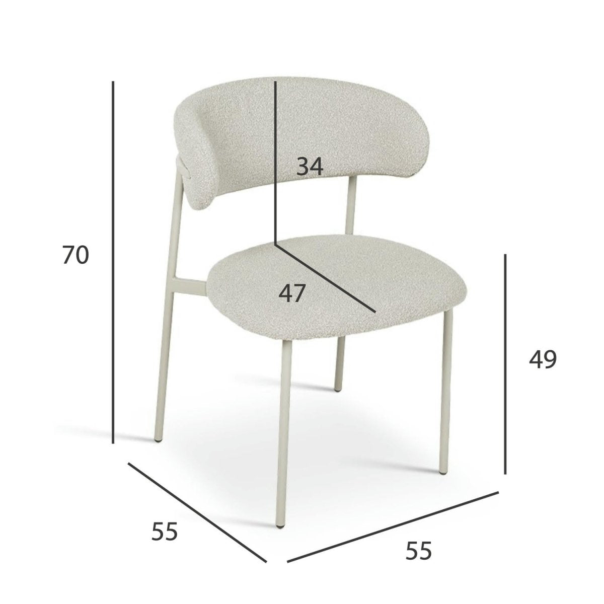 Diana Esszimmerstühle 2er Set - Bouclé-Stoff Beige - FURNHOUSE