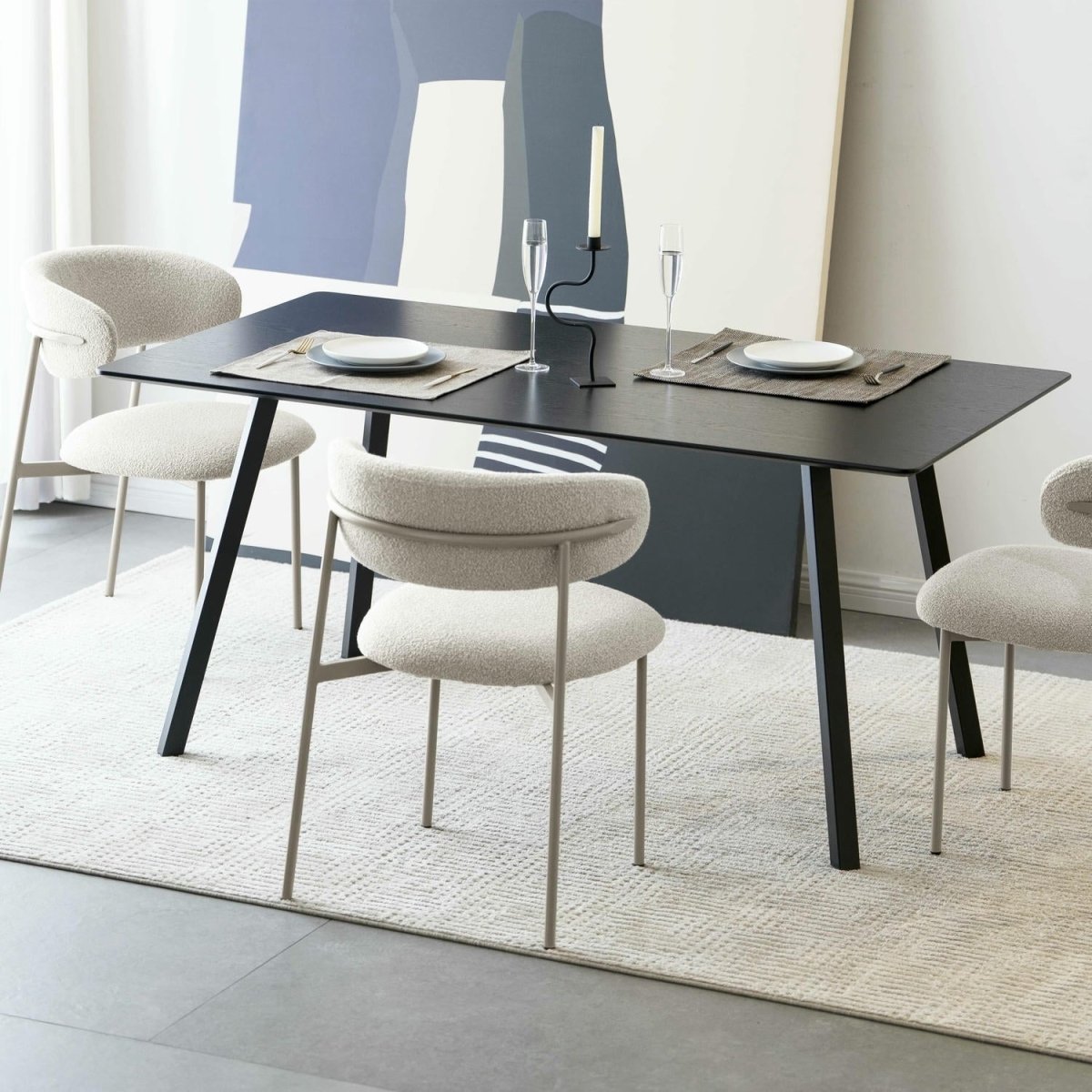 Diana Esszimmerstühle 2er Set - Bouclé-Stoff Beige - FURNHOUSE