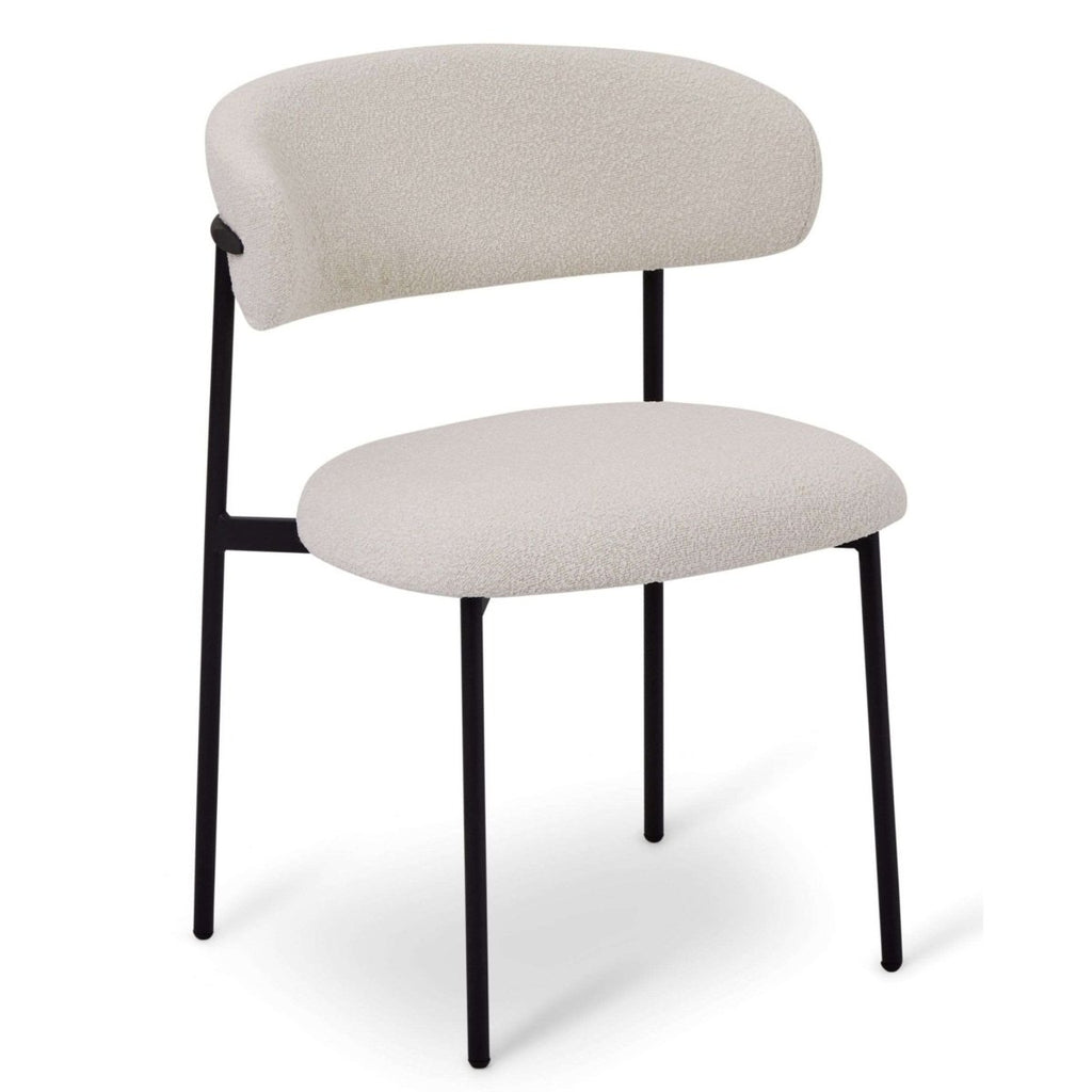 Diana Esszimmerstühle 2er Set - Bouclé-Stoff Weiß - FURNHOUSE