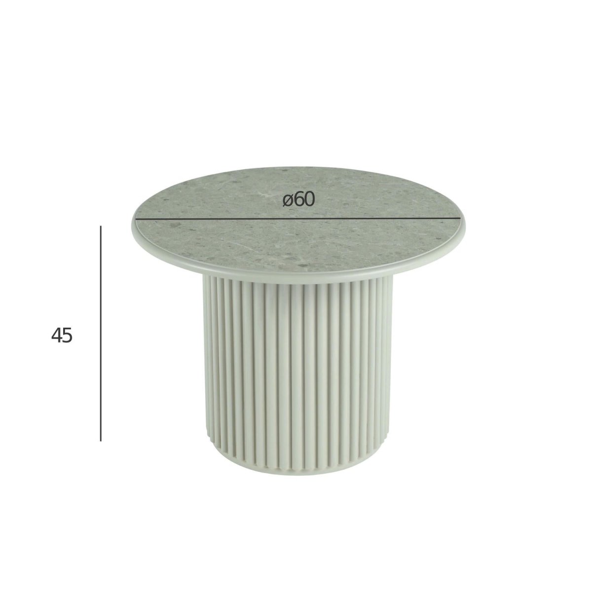 Easy Couchtisch Rund ø60 cm - Marmoroptik & Lamellenoptik Grau - FURNHOUSE