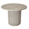 Couchtisch Rund ø60 cm - Marmoroptik & Lamellenoptik Beige - FURNHOUSE