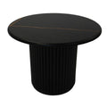 Couchtisch Rund ø60 cm - Marmoroptik & Lamellenoptik Schwarz - FURNHOUSE
