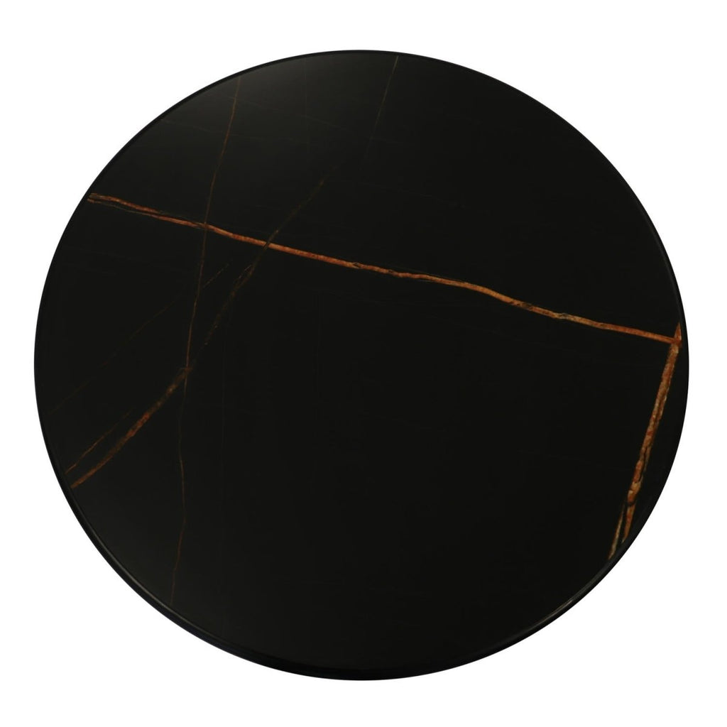 Couchtisch Rund ø60 cm - Marmoroptik & Lamellenoptik Schwarz - FURNHOUSE