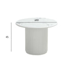Couchtisch Rund ø60 cm - Marmoroptik & Lamellenoptik Weiß - FURNHOUSE